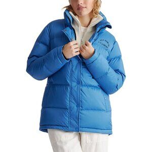 Ralph Lauren Down Feather Puffer Coat with Detachable Hoodie Blue Women XS‎